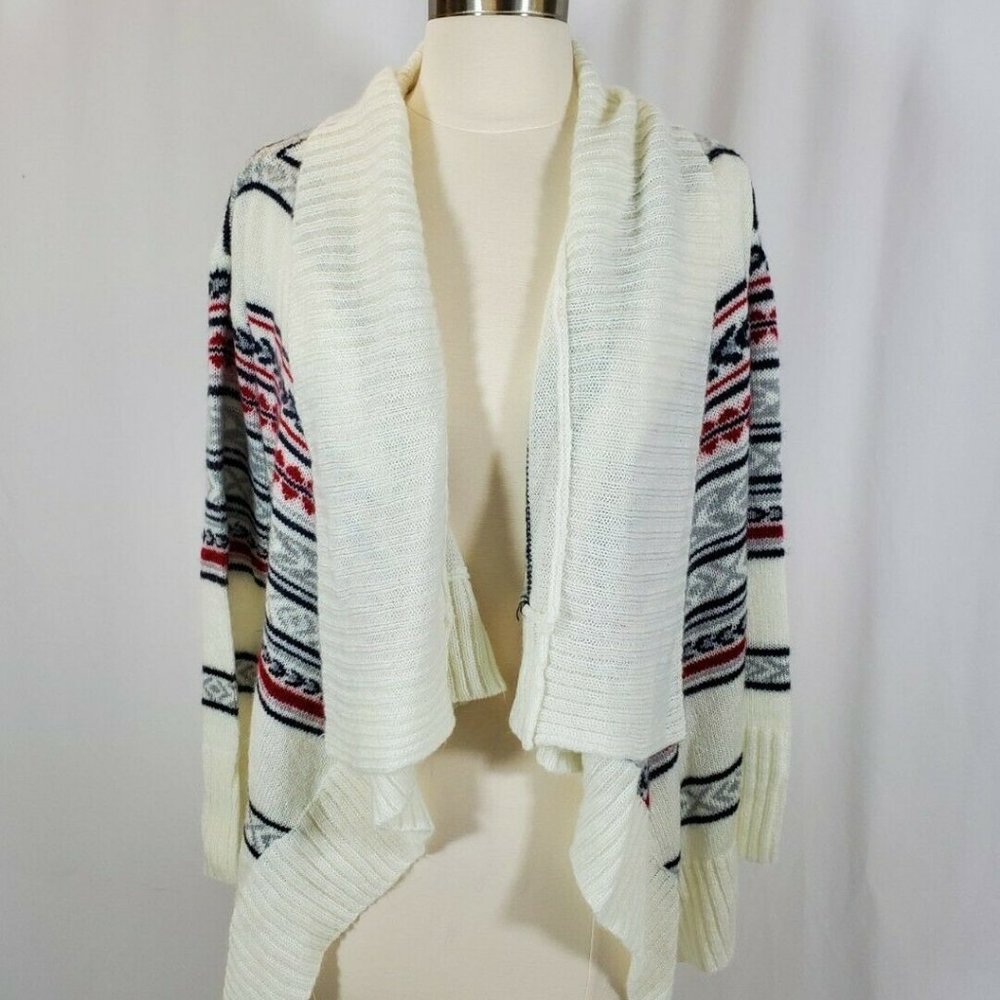 Romeo + Juliet Chunky Knit Draped Open Cardigan BOHO Sweater Size M Long Sleeve